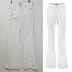 MaxMara Weekend Cosimo Jeans Stretch Denim Wide Leg Resort White Size 14 New